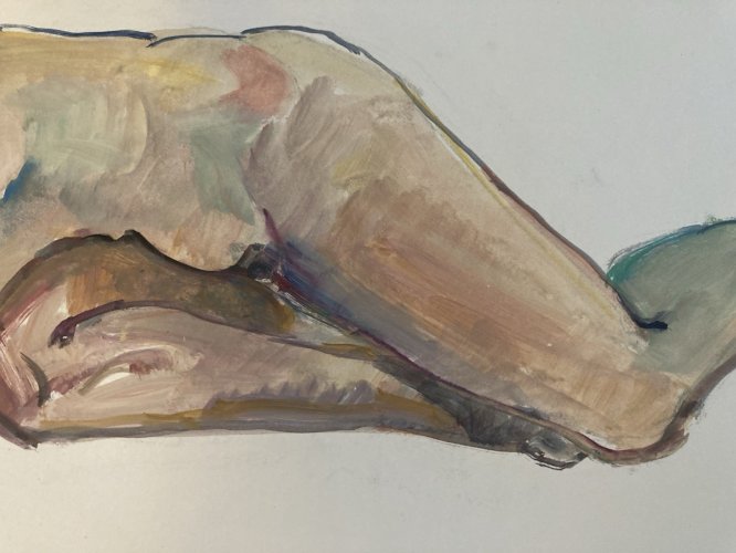 Peinture Gouache Art Corps 1970 Nu Nue Femme Erotique A Identifier