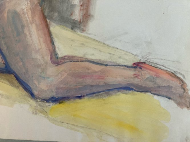 Peinture Gouache Art Corps 1970 Nu Nue Femme Erotique A Identifier