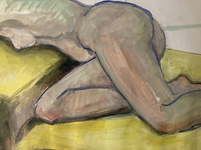 Peinture Gouache Art Fauve 1970 Nu Nue Erotique Femme Fauvisme XXe