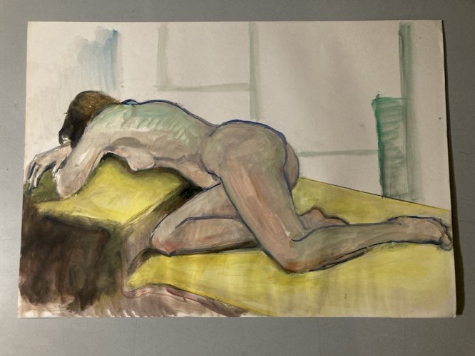 Peinture Gouache Art Fauve 1970 Nu Nue Erotique Femme Fauvisme XXe