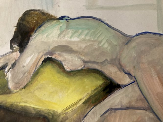 Peinture Gouache Art Fauve 1970 Nu Nue Erotique Femme Fauvisme XXe