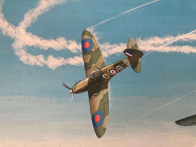 Peinture Gouache Avion Buck Danny Guerre WW2 Painting BD Francis Bergèse 1970