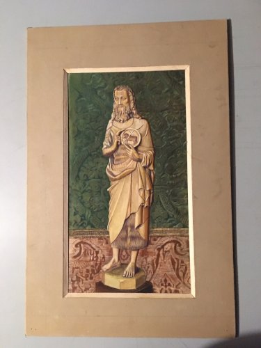Peinture Gouache Carton Albert Jarach 1950 Nature Morte À La Statue Agneau XXe