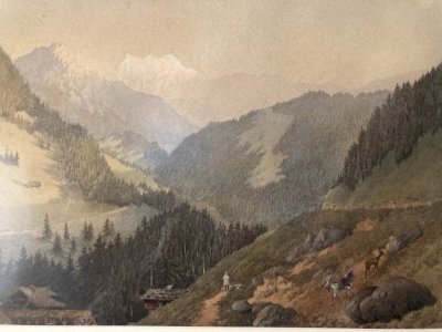 Gouache Painting Cardboard 19th Century Provençal School Original Old Art Alps