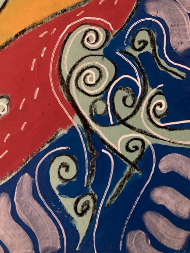 Peinture Gouache Crayon Expressionisme Cubiste Portrait Moderne Art Cubisme 2009