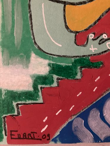 Peinture Gouache Crayon Expressionisme Cubiste Portrait Moderne Art Cubisme 2009