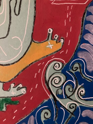 Peinture Gouache Crayon Expressionisme Cubiste Portrait Moderne Art Cubisme 2009