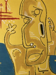 Gouache Painting Pencil Expressionism Cubist Modern Portrait Art Cubism