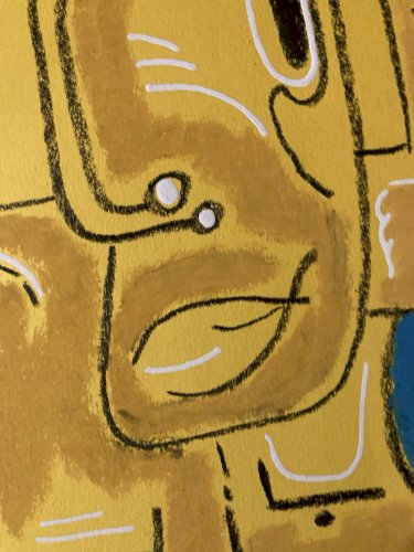 Peinture Gouache Crayon Expressionisme Cubiste Portrait Moderne Art Cubisme