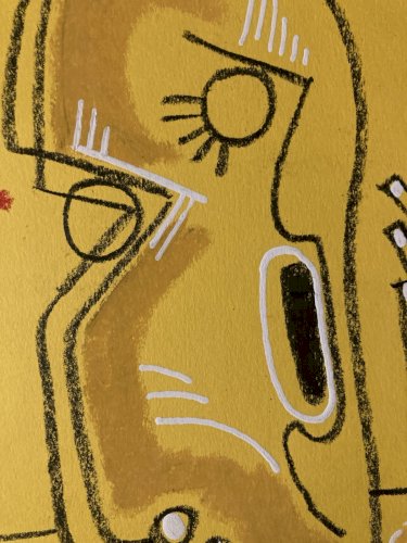 Peinture Gouache Crayon Expressionisme Cubiste Portrait Moderne Art Cubisme