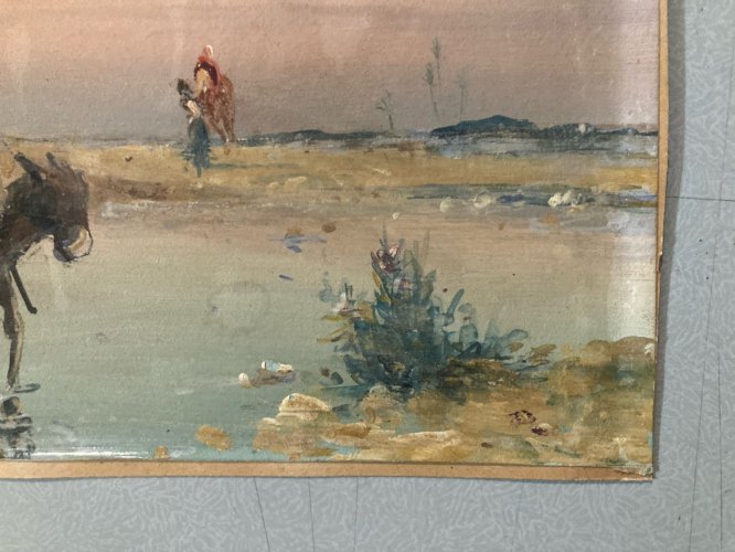 peinture Gouache Debut XXe Papier Fort Orientaliste Orientalisme Art Ancien