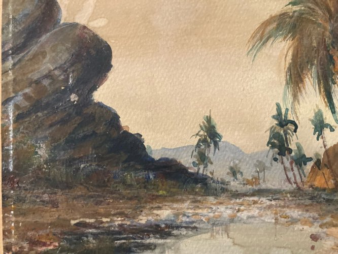 peinture Gouache Debut XXe Papier Fort Orientaliste Orientalisme Art Ancien