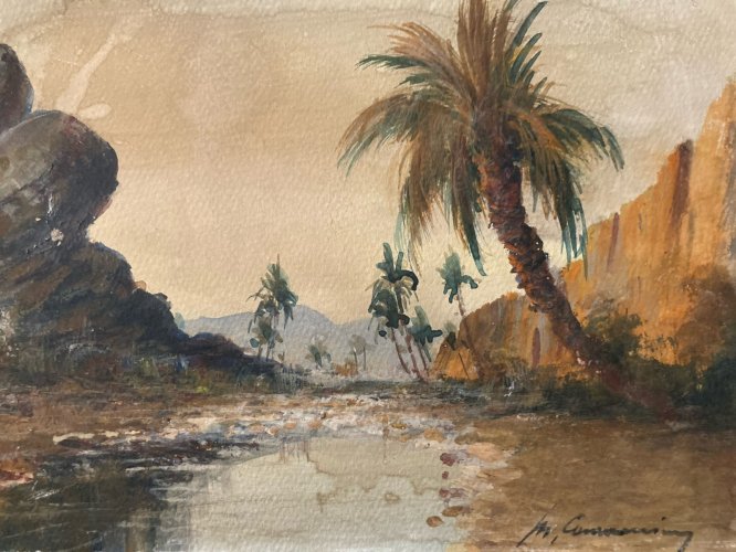 peinture Gouache Debut XXe Papier Fort Orientaliste Orientalisme Art Ancien