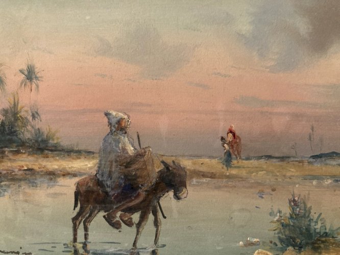peinture Gouache Debut XXe Papier Fort Orientaliste Orientalisme Art Ancien
