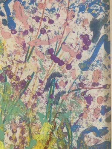 Peinture gouache dessin abstrait 1964 Papier Abstraction À Identifier