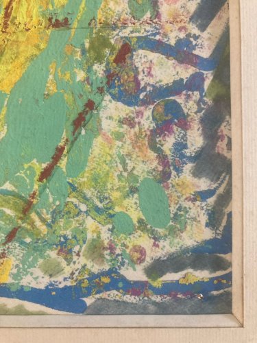 Peinture gouache dessin abstrait 1964 Papier Abstraction À Identifier