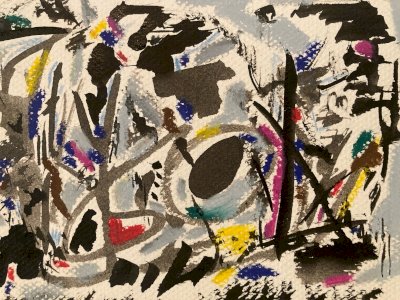 Gouache painting abstract drawing 1990 Ink Paper Art To Identify