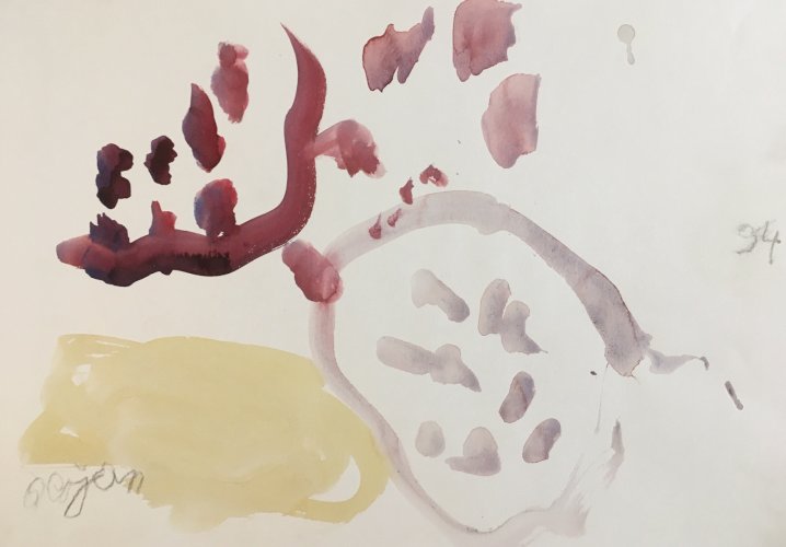Peinture Gouache Dessin Aurel Cojan Expressionnisme Abstrait signé 1990 Roumanie
