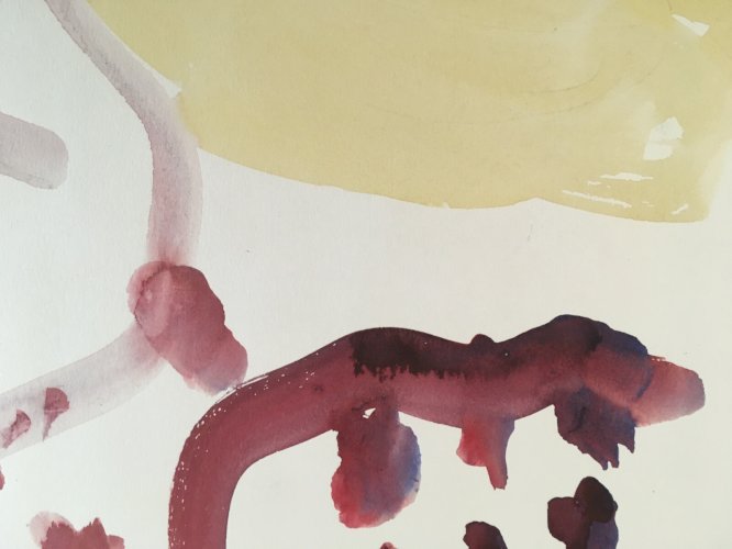 Peinture Gouache Dessin Aurel Cojan Expressionnisme Abstrait signé 1990 Roumanie