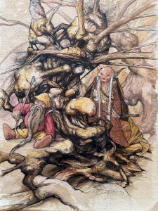 Gouache Ink Paper Heroic Fantasy Drawing Curiosity Troll Painting Art