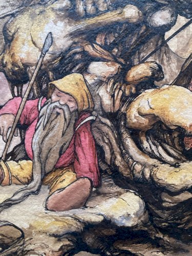 Peinture Gouache Encre Papier Heroic Fantasy Dessin Curiosité Troll Painting Art