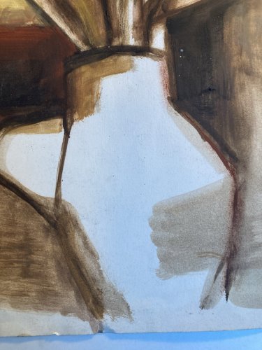 Peinture Gouache Fleur Chardon Dessin Papier 1960 Art Vase Bouquet