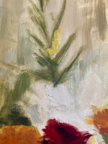 Peinture Gouache Fleur Fleurs Art Dessin Papier 1960 Art Vase Bouquet