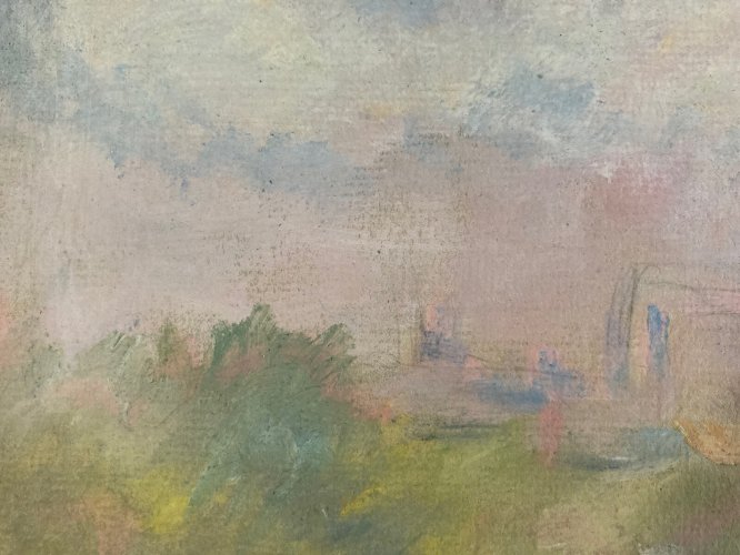 Peinture Gouache marouflée Toile 1920 Élysée Cavaillon Groupe Schnegg Ancien