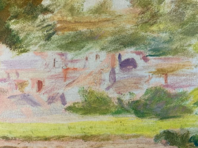 Peinture Gouache marouflée Toile 1920 Élysée Cavaillon Groupe Schnegg Art