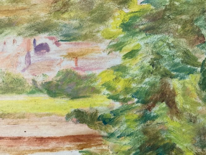 Peinture Gouache marouflée Toile 1920 Élysée Cavaillon Groupe Schnegg Art