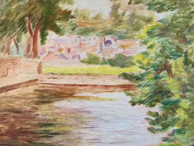 Peinture Gouache marouflée Toile 1920 Élysée Cavaillon Groupe Schnegg Art