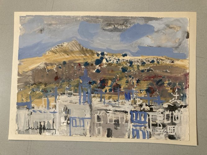 Peinture gouache Michel Henry (1928 2016) Almaden Espagne Manche 1950 Art