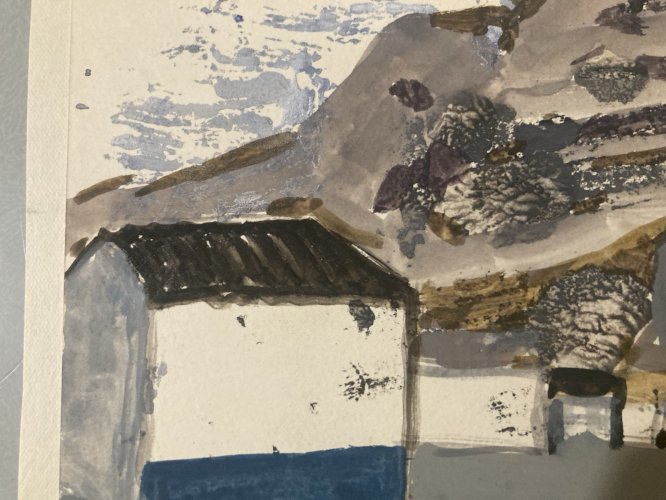 Peinture gouache Michel Henry (1928 2016) Almaden Espagne Pêche 1950 Art