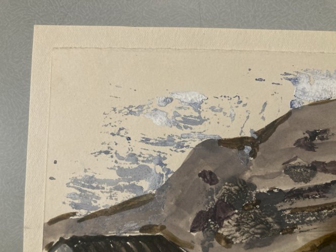 Peinture gouache Michel Henry (1928 2016) Almaden Espagne Pêche 1950 Art