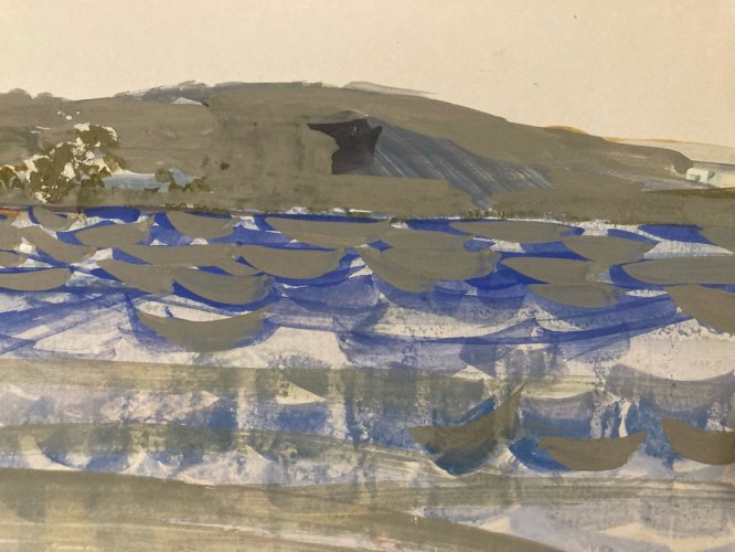 Peinture gouache Michel Henry (1928 2016) Lac De La Liez Port 1960 Art