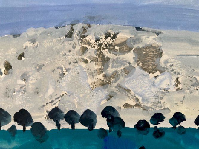 Peinture gouache Michel Henry (1928 2016) Paysage 1960 Art Painting Chinchón Old