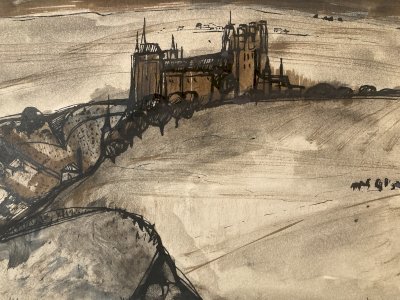 Peinture gouache Michel Henry (1928 2016) Segovie Segovia Alcazar 1954 Art