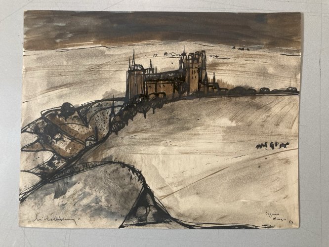 Peinture gouache Michel Henry (1928 2016) Segovie Segovia Alcazar 1954 Art