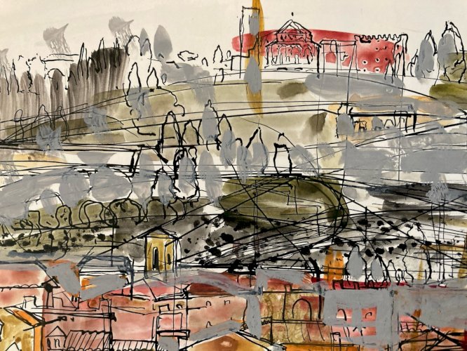 Peinture gouache Michel Henry (1928 2016)sud De La France ?  1950 Painting Old