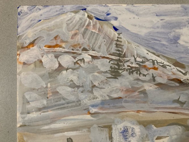 Peinture gouache Michel Henry Démos Grèce Grecque Île Antique 1955 Architecture