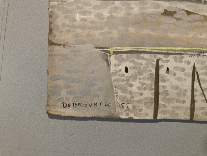 Peinture gouache Michel Henry Dubrovnik Yougoslavie Croatie 1955 Architecture