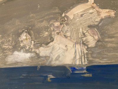 Peinture gouache Michel Henry Marine Bateau Mer Ocean Port 1955 Dessin Art