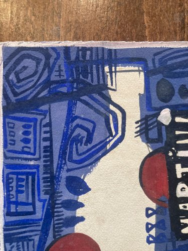 Peinture gouache Michel Henry Martini Bouteille Alcool 1960 Ancien Publicité