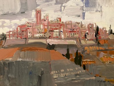 Peinture gouache Michel Henry Saint Paul De Vence Provence Village Art Original