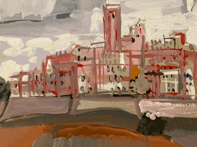 Peinture gouache Michel Henry Saint Paul De Vence Provence Village Art Original