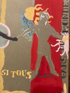 Peinture gouache Michel Henry Si Tous Les Gars Du Monde 1960 Ancien Homme Danse