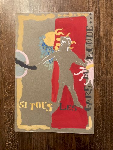 Peinture gouache Michel Henry Si Tous Les Gars Du Monde 1960 Ancien Homme Danse