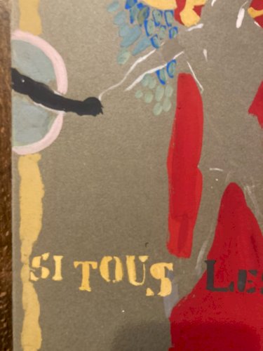 Peinture gouache Michel Henry Si Tous Les Gars Du Monde 1960 Ancien Homme Danse