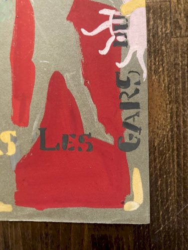 Peinture gouache Michel Henry Si Tous Les Gars Du Monde 1960 Ancien Homme Danse