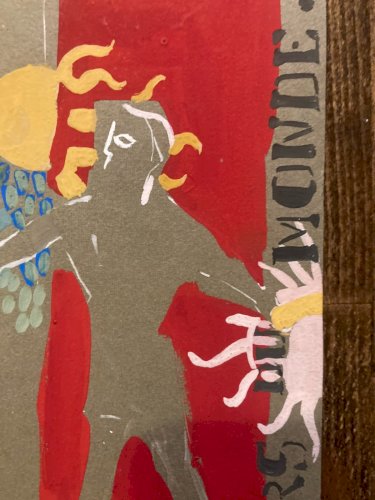 Peinture gouache Michel Henry Si Tous Les Gars Du Monde 1960 Ancien Homme Danse